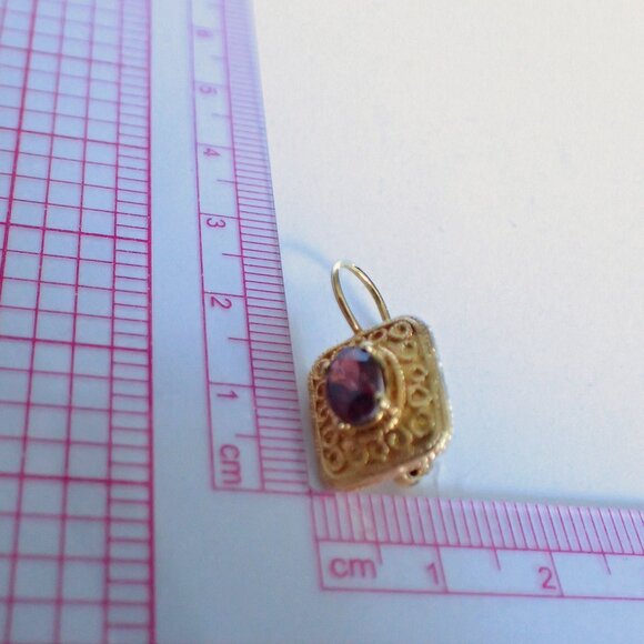 Genuine Faceted Garnet Drop Earrings - Picture 6 of 7